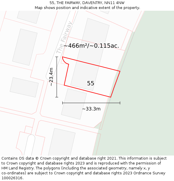 55, THE FAIRWAY, DAVENTRY, NN11 4NW: Plot and title map