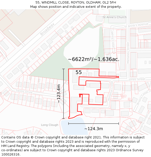 55, WINDMILL CLOSE, ROYTON, OLDHAM, OL2 5FH: Plot and title map