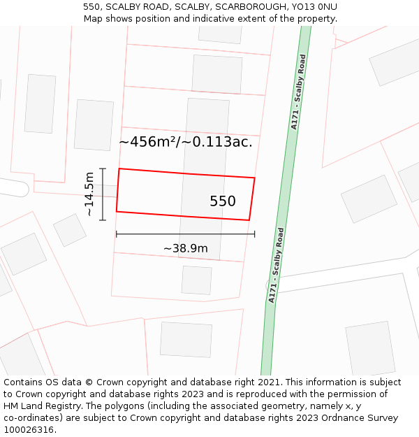 550, SCALBY ROAD, SCALBY, SCARBOROUGH, YO13 0NU: Plot and title map