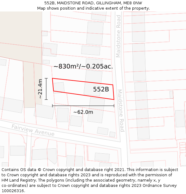 552B, MAIDSTONE ROAD, GILLINGHAM, ME8 0NW: Plot and title map