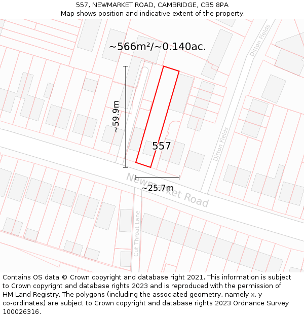 557, NEWMARKET ROAD, CAMBRIDGE, CB5 8PA: Plot and title map