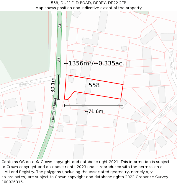 558, DUFFIELD ROAD, DERBY, DE22 2ER: Plot and title map