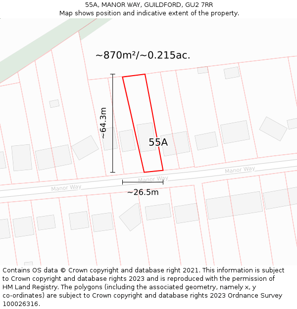 55A, MANOR WAY, GUILDFORD, GU2 7RR: Plot and title map
