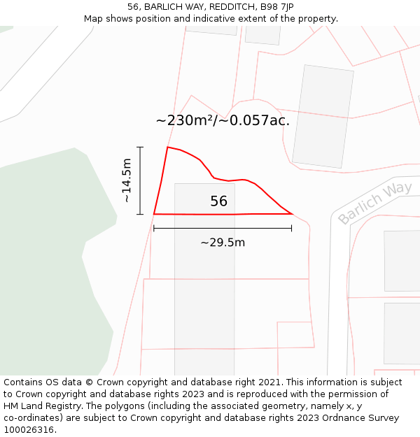 56, BARLICH WAY, REDDITCH, B98 7JP: Plot and title map