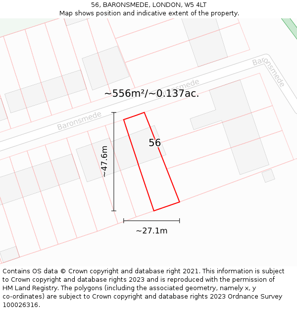 56, BARONSMEDE, LONDON, W5 4LT: Plot and title map