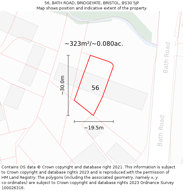 56, BATH ROAD, BRIDGEYATE, BRISTOL, BS30 5JP: Plot and title map