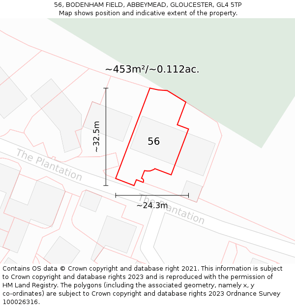 56, BODENHAM FIELD, ABBEYMEAD, GLOUCESTER, GL4 5TP: Plot and title map