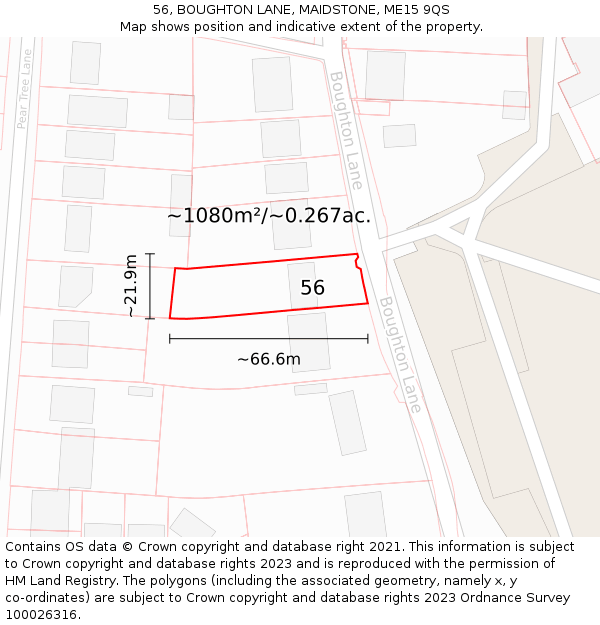 56, BOUGHTON LANE, MAIDSTONE, ME15 9QS: Plot and title map
