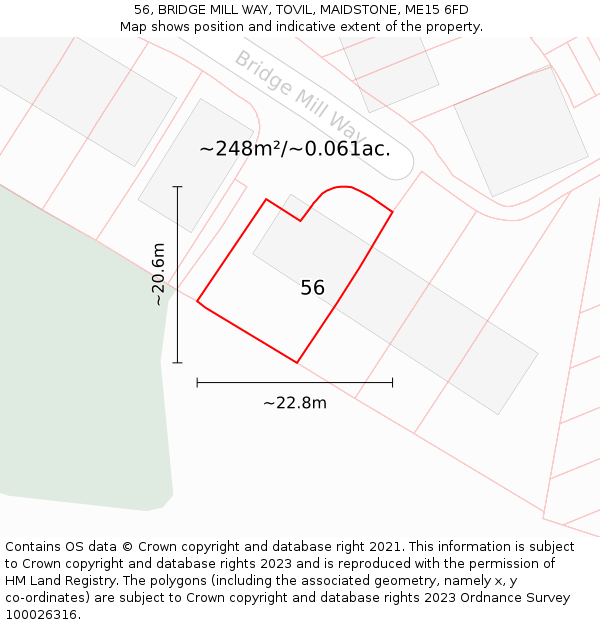 56, BRIDGE MILL WAY, TOVIL, MAIDSTONE, ME15 6FD: Plot and title map