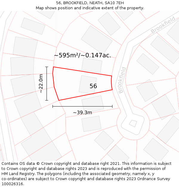 56, BROOKFIELD, NEATH, SA10 7EH: Plot and title map