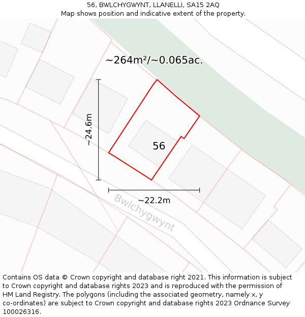 56, BWLCHYGWYNT, LLANELLI, SA15 2AQ: Plot and title map