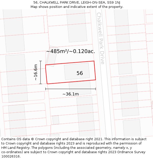 56, CHALKWELL PARK DRIVE, LEIGH-ON-SEA, SS9 1NJ: Plot and title map