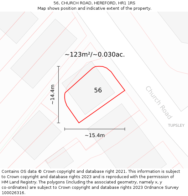 56, CHURCH ROAD, HEREFORD, HR1 1RS: Plot and title map