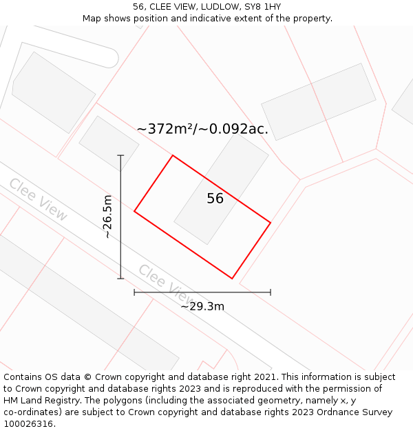 56, CLEE VIEW, LUDLOW, SY8 1HY: Plot and title map