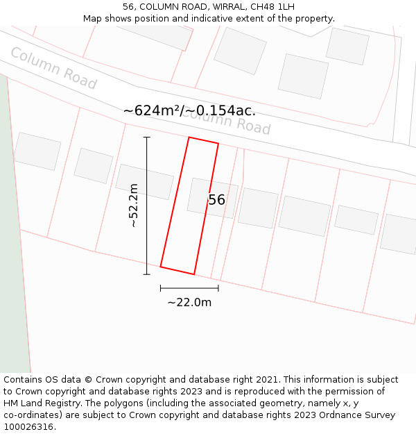 56, COLUMN ROAD, WIRRAL, CH48 1LH: Plot and title map