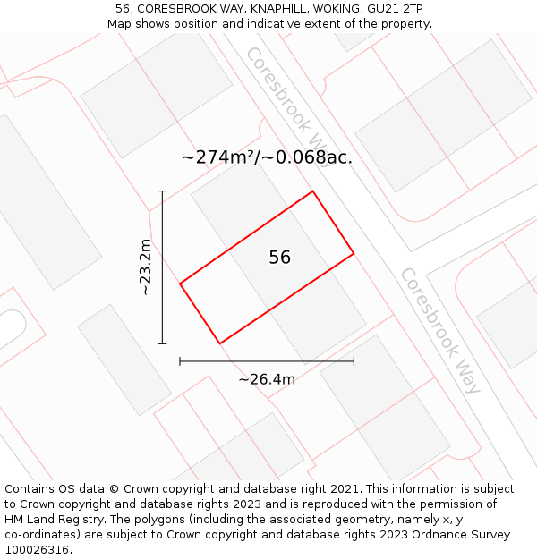 56, CORESBROOK WAY, KNAPHILL, WOKING, GU21 2TP: Plot and title map