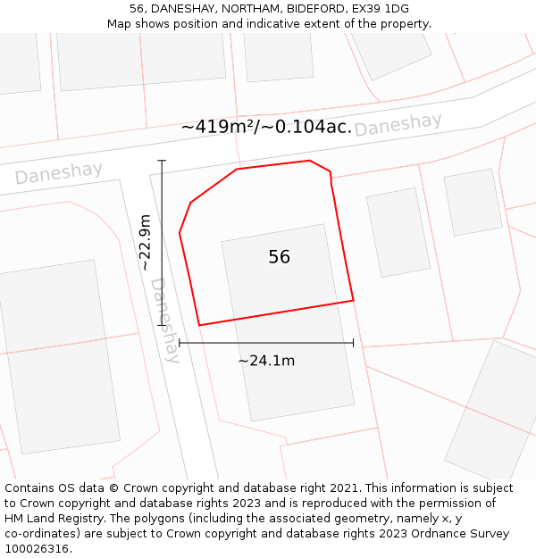 56, DANESHAY, NORTHAM, BIDEFORD, EX39 1DG: Plot and title map