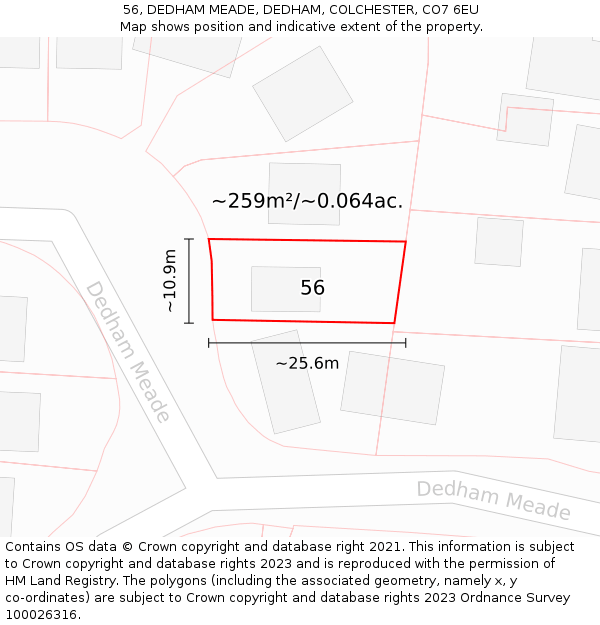 56, DEDHAM MEADE, DEDHAM, COLCHESTER, CO7 6EU: Plot and title map