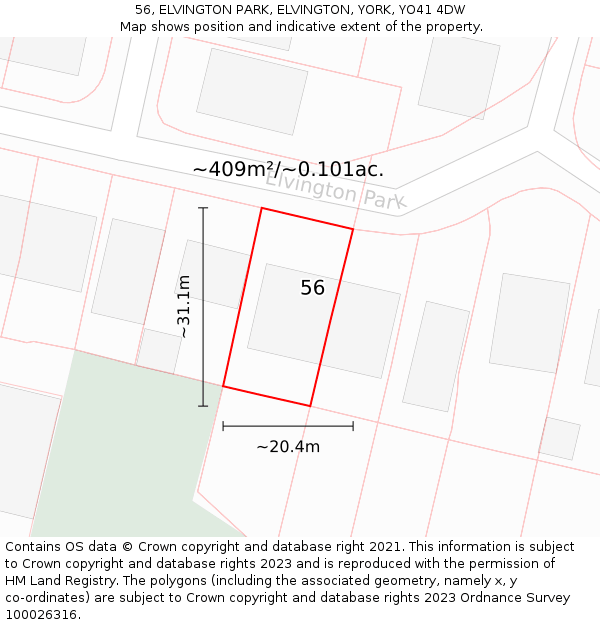 56, ELVINGTON PARK, ELVINGTON, YORK, YO41 4DW: Plot and title map