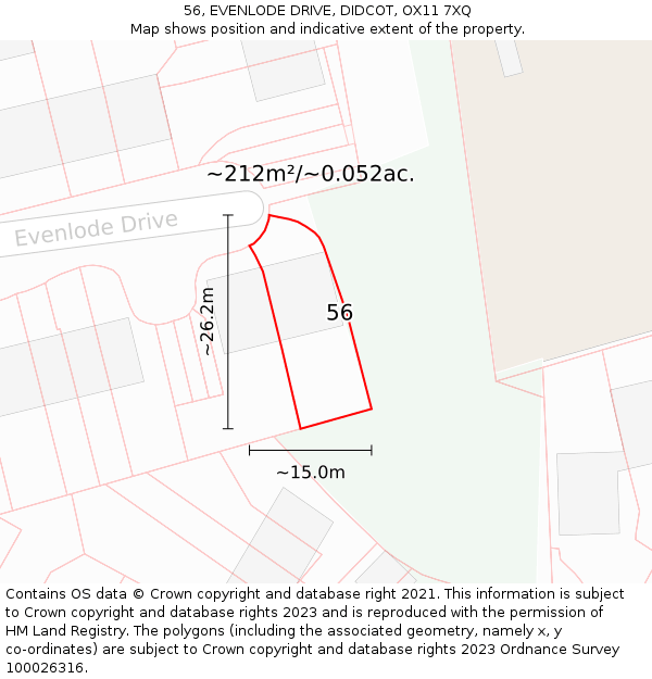 56, EVENLODE DRIVE, DIDCOT, OX11 7XQ: Plot and title map