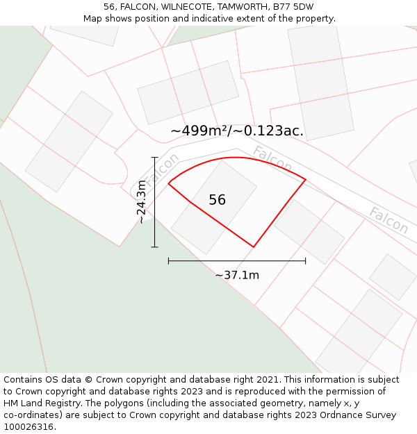 56, FALCON, WILNECOTE, TAMWORTH, B77 5DW: Plot and title map