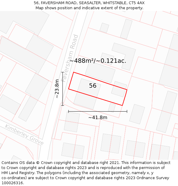 56, FAVERSHAM ROAD, SEASALTER, WHITSTABLE, CT5 4AX: Plot and title map