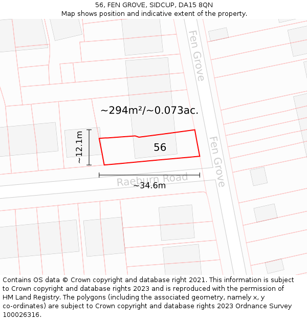56, FEN GROVE, SIDCUP, DA15 8QN: Plot and title map