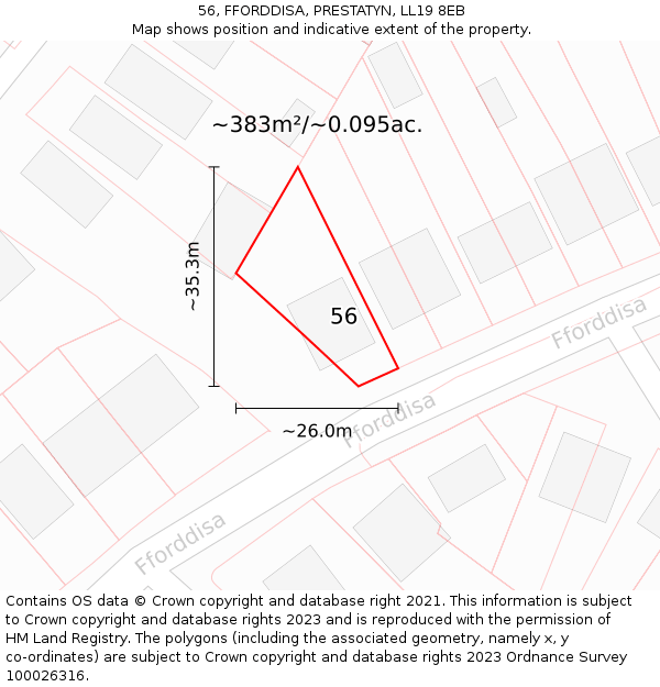 56, FFORDDISA, PRESTATYN, LL19 8EB: Plot and title map