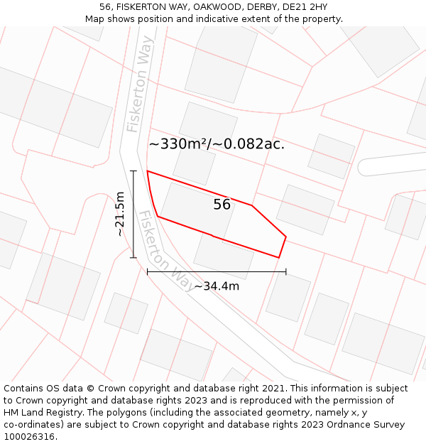 56, FISKERTON WAY, OAKWOOD, DERBY, DE21 2HY: Plot and title map