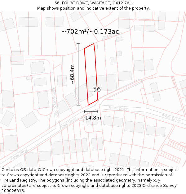 56, FOLIAT DRIVE, WANTAGE, OX12 7AL: Plot and title map