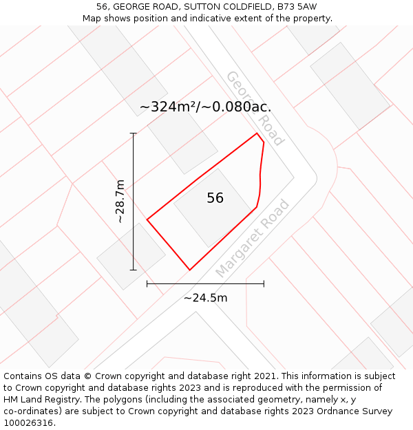 56, GEORGE ROAD, SUTTON COLDFIELD, B73 5AW: Plot and title map