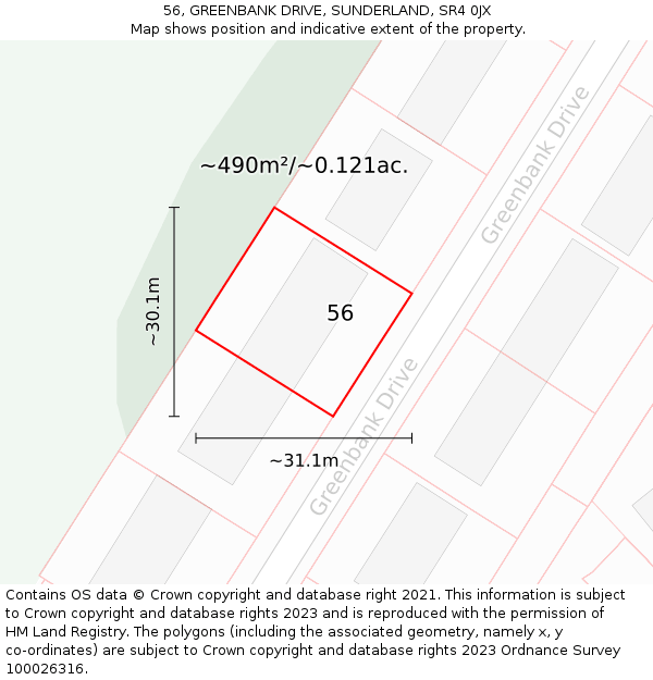 56, GREENBANK DRIVE, SUNDERLAND, SR4 0JX: Plot and title map