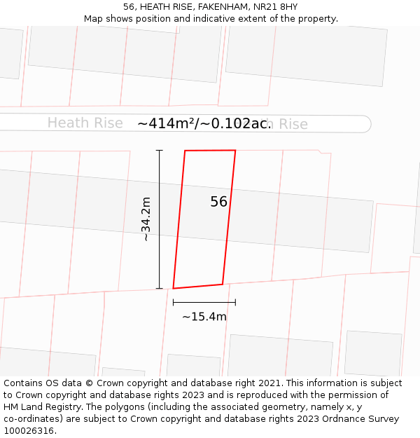 56, HEATH RISE, FAKENHAM, NR21 8HY: Plot and title map