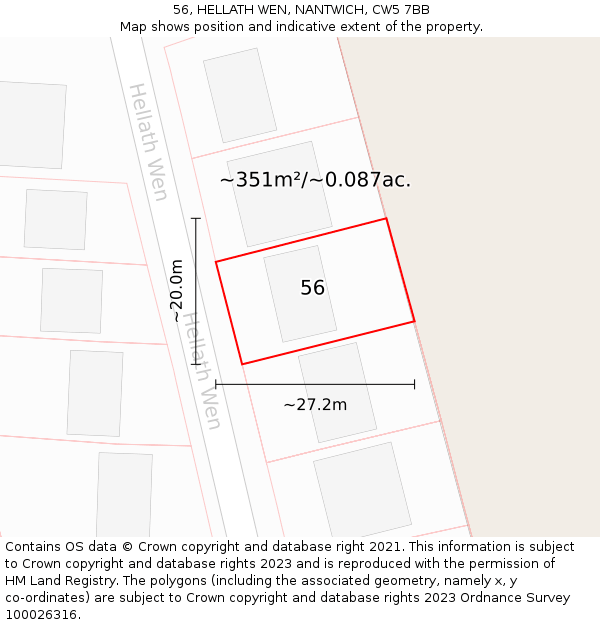 56, HELLATH WEN, NANTWICH, CW5 7BB: Plot and title map