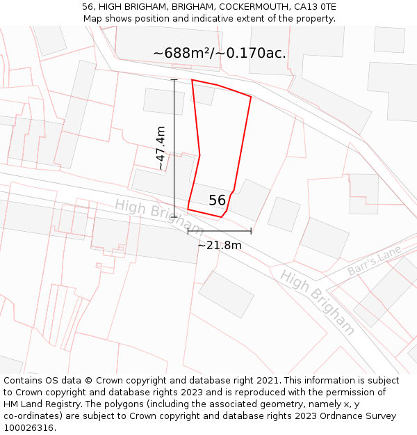 56, HIGH BRIGHAM, BRIGHAM, COCKERMOUTH, CA13 0TE: Plot and title map