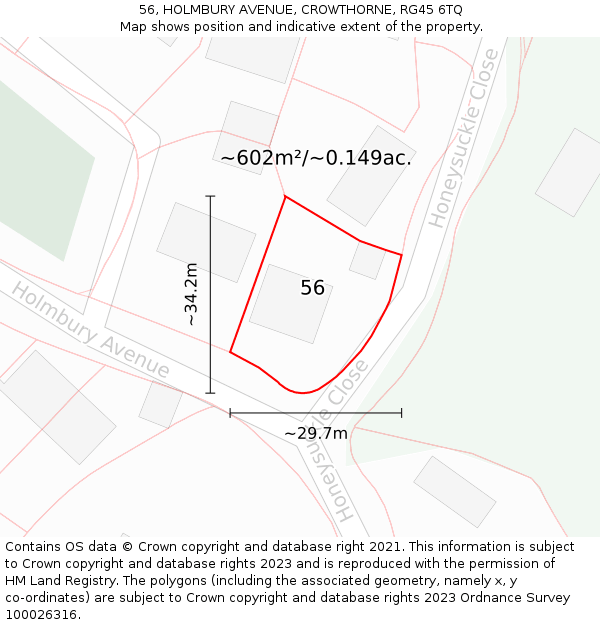 56, HOLMBURY AVENUE, CROWTHORNE, RG45 6TQ: Plot and title map