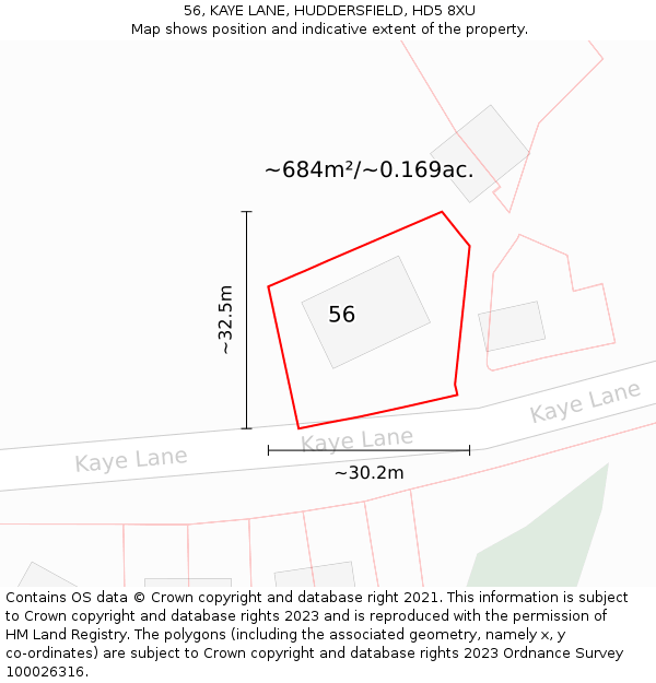 56, KAYE LANE, HUDDERSFIELD, HD5 8XU: Plot and title map