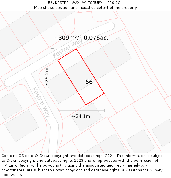 56, KESTREL WAY, AYLESBURY, HP19 0GH: Plot and title map