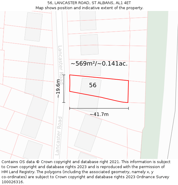 56, LANCASTER ROAD, ST ALBANS, AL1 4ET: Plot and title map