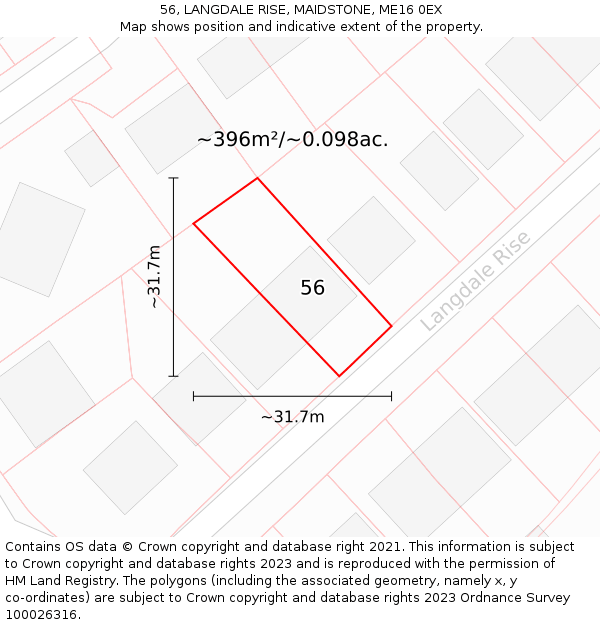 56, LANGDALE RISE, MAIDSTONE, ME16 0EX: Plot and title map