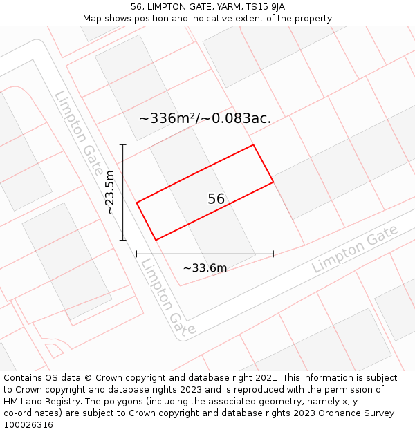 56, LIMPTON GATE, YARM, TS15 9JA: Plot and title map