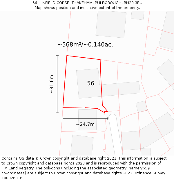 56, LINFIELD COPSE, THAKEHAM, PULBOROUGH, RH20 3EU: Plot and title map