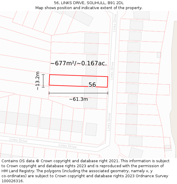 56, LINKS DRIVE, SOLIHULL, B91 2DL: Plot and title map