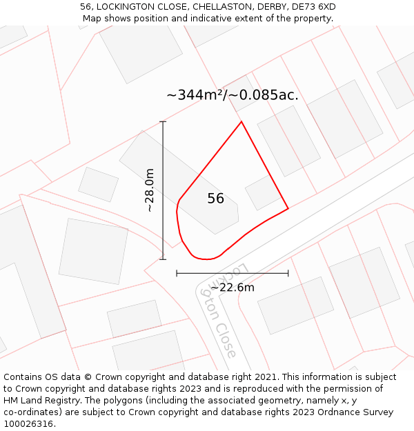 56, LOCKINGTON CLOSE, CHELLASTON, DERBY, DE73 6XD: Plot and title map