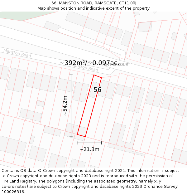 56, MANSTON ROAD, RAMSGATE, CT11 0RJ: Plot and title map