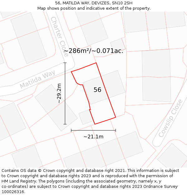 56, MATILDA WAY, DEVIZES, SN10 2SH: Plot and title map