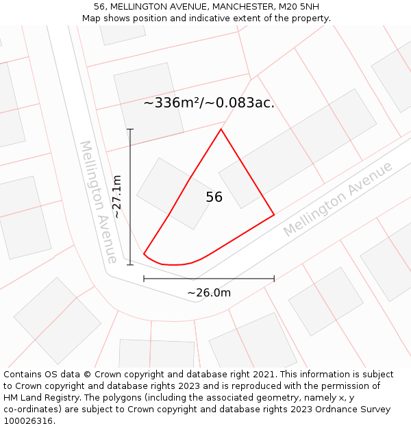 56, MELLINGTON AVENUE, MANCHESTER, M20 5NH: Plot and title map
