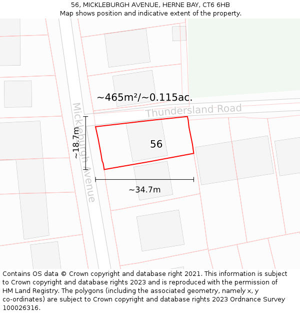 56, MICKLEBURGH AVENUE, HERNE BAY, CT6 6HB: Plot and title map