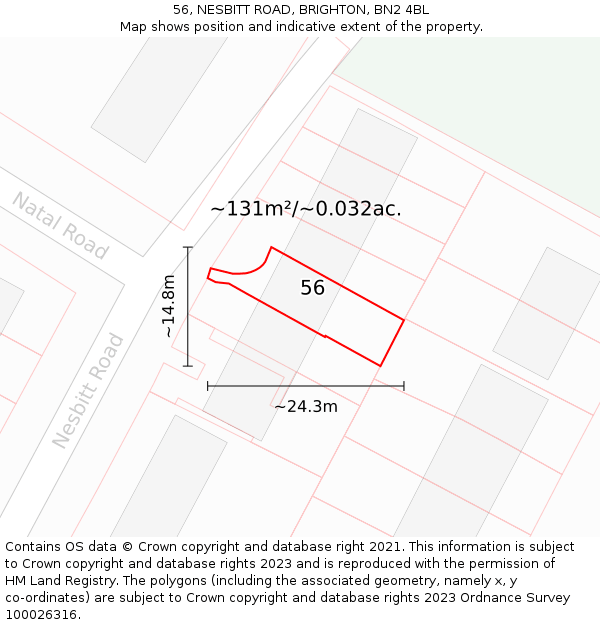 56, NESBITT ROAD, BRIGHTON, BN2 4BL: Plot and title map
