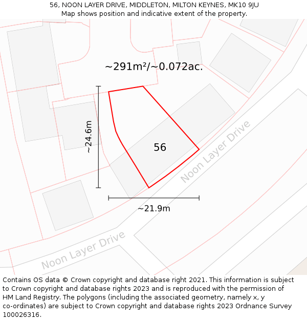 56, NOON LAYER DRIVE, MIDDLETON, MILTON KEYNES, MK10 9JU: Plot and title map